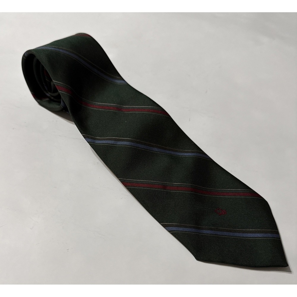 Vintage Men's Christian Dior Monsieur Green Blue Red 56" Poly/Silk Neck Tie